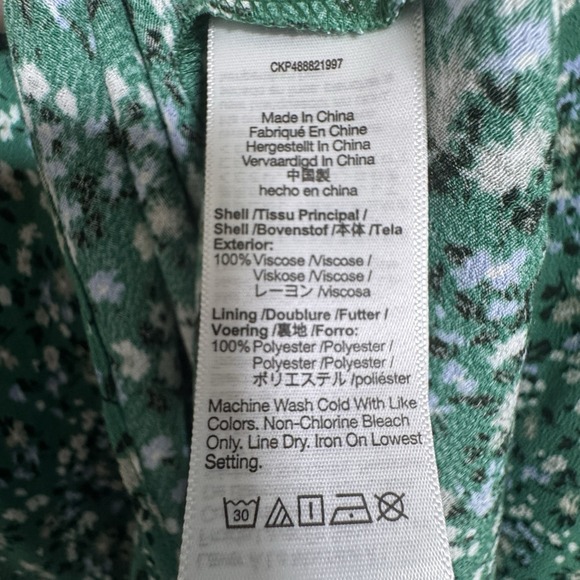 Madewell Ruched Midi Dress Womens 4 Green Floral Scoopneck NEW‎ - Picture 6 of 6